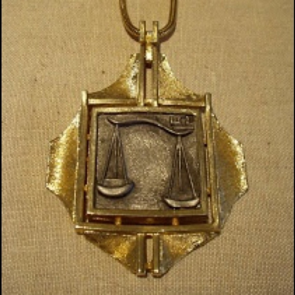 Vintage gold libra pendant necklace